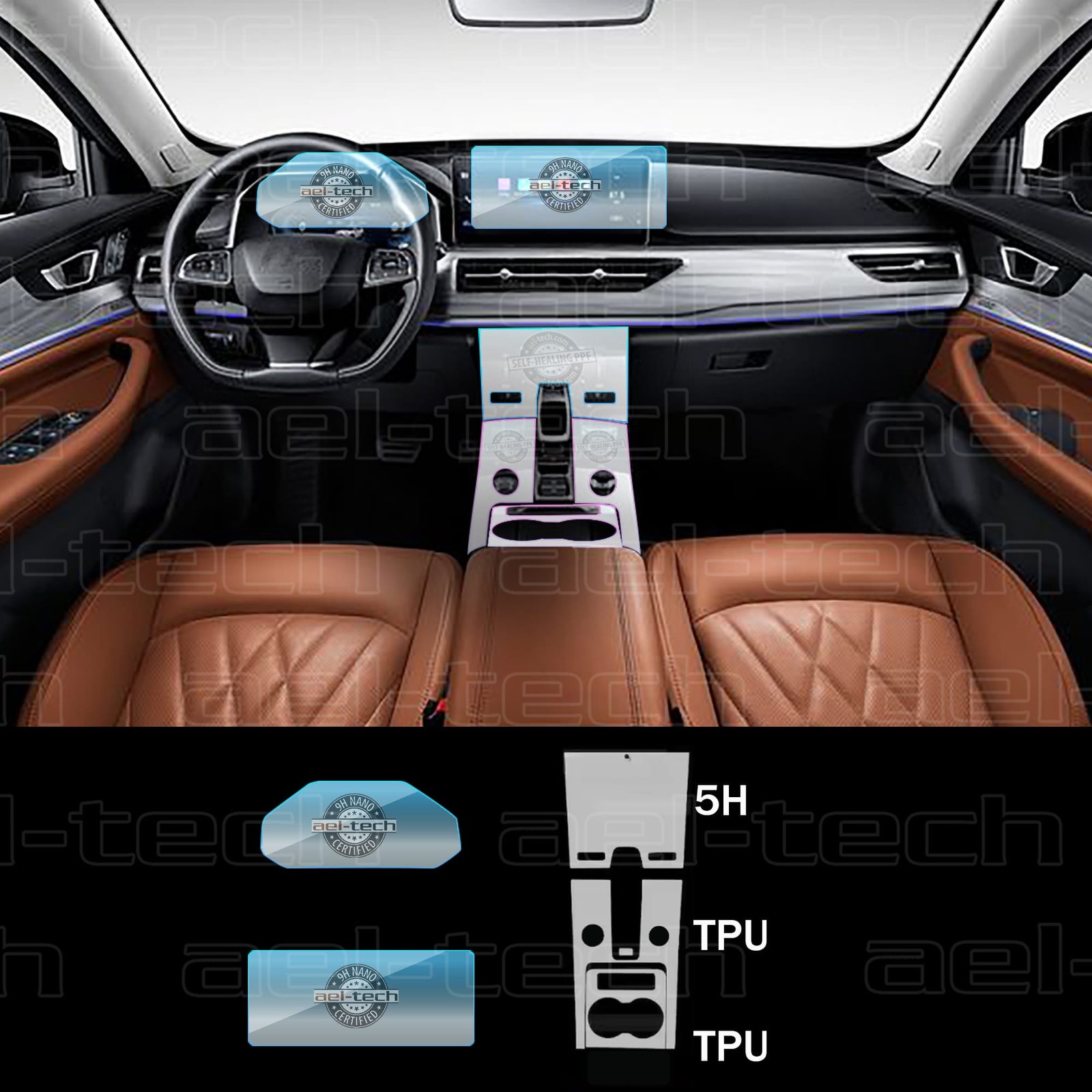 CHERRY TIGGO 8 PRO VİTES GÖSTERGE NAVİGASYON c Chery Tiggo 8 Pro Uyumlu Navigasyon Dijital Gösterge Klima Kontrol Ekran Ve Vites Etrafı 7 Li Set - Görsel 1