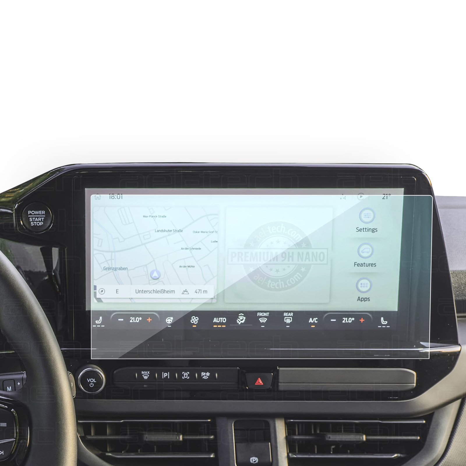 FordTourneoCustom13incNav-1 Ford Tourneo Custom 2024-2025 Uyumlu 13 İnç Navigasyon 9H Nano Ekran Koruyucu - Görsel 1