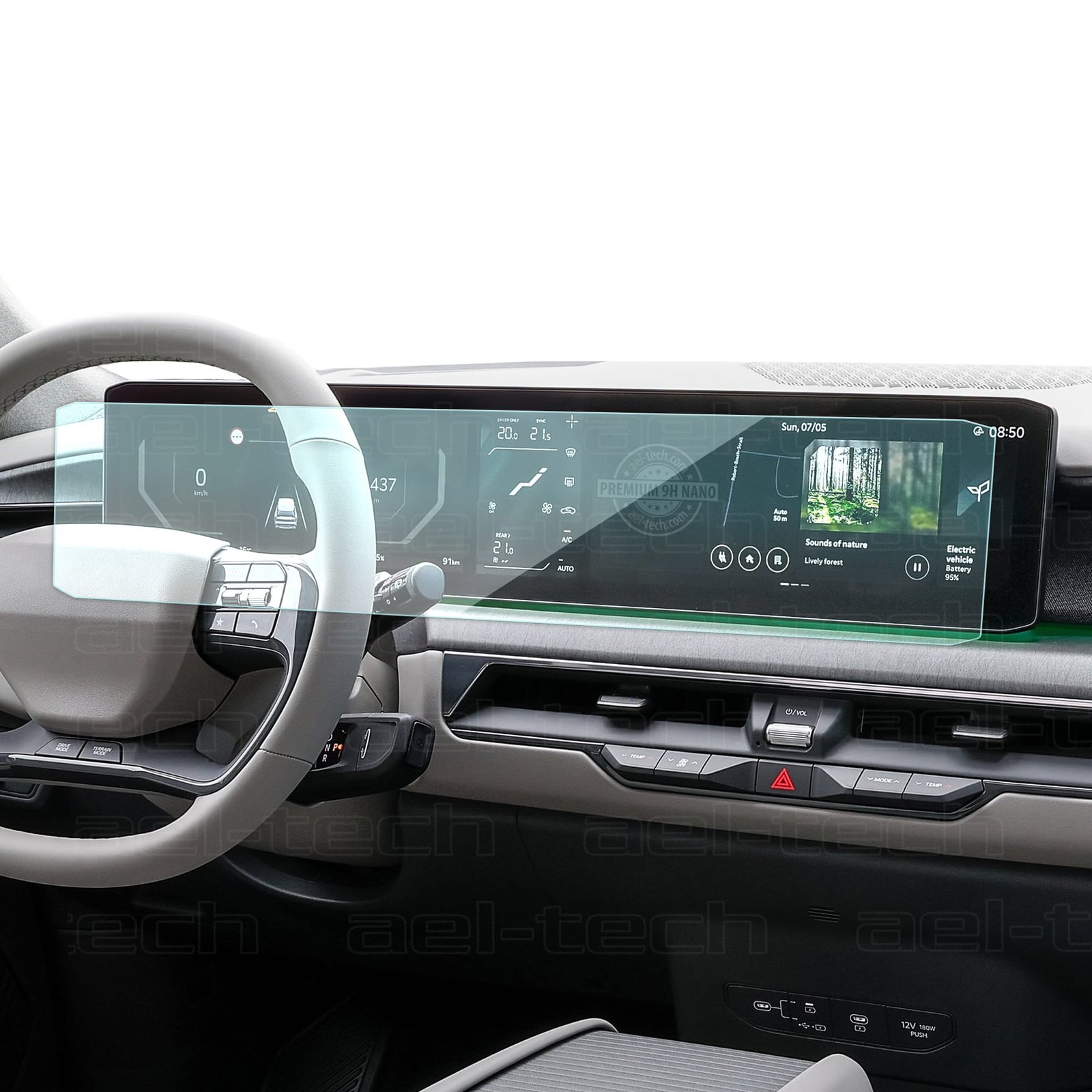 KiaEV9Nav-1 Kia EV9 2024 Uyumlu Dijital Gösterge ve Navigasyon 9H Nano Ekran Koruyucu - Görsel 1