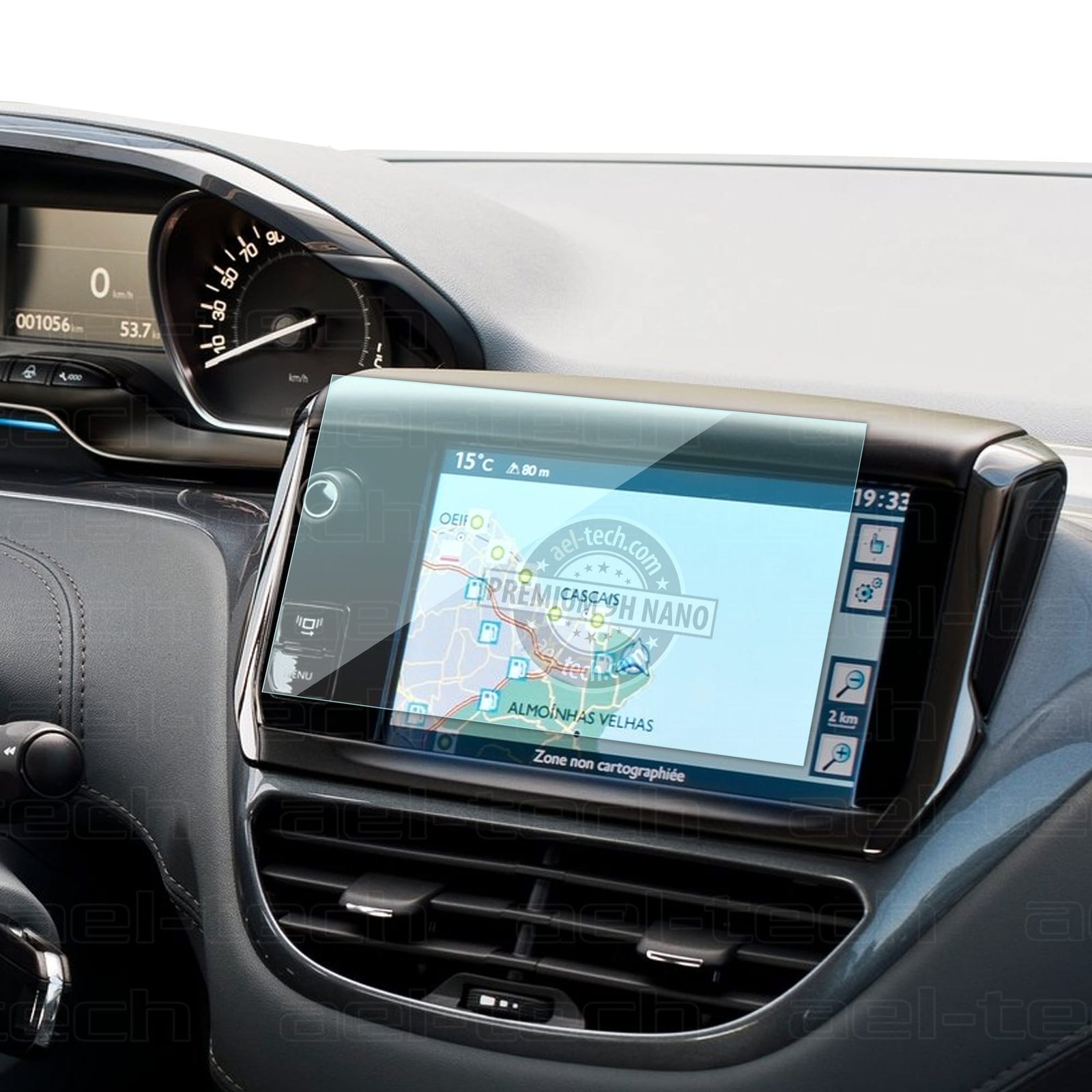 Peugeot2082013Nav-1 Peugeot 208 Uyumlu 7 İnç Navigasyon 9H Nano Ekran Koruyucu - Görsel 1