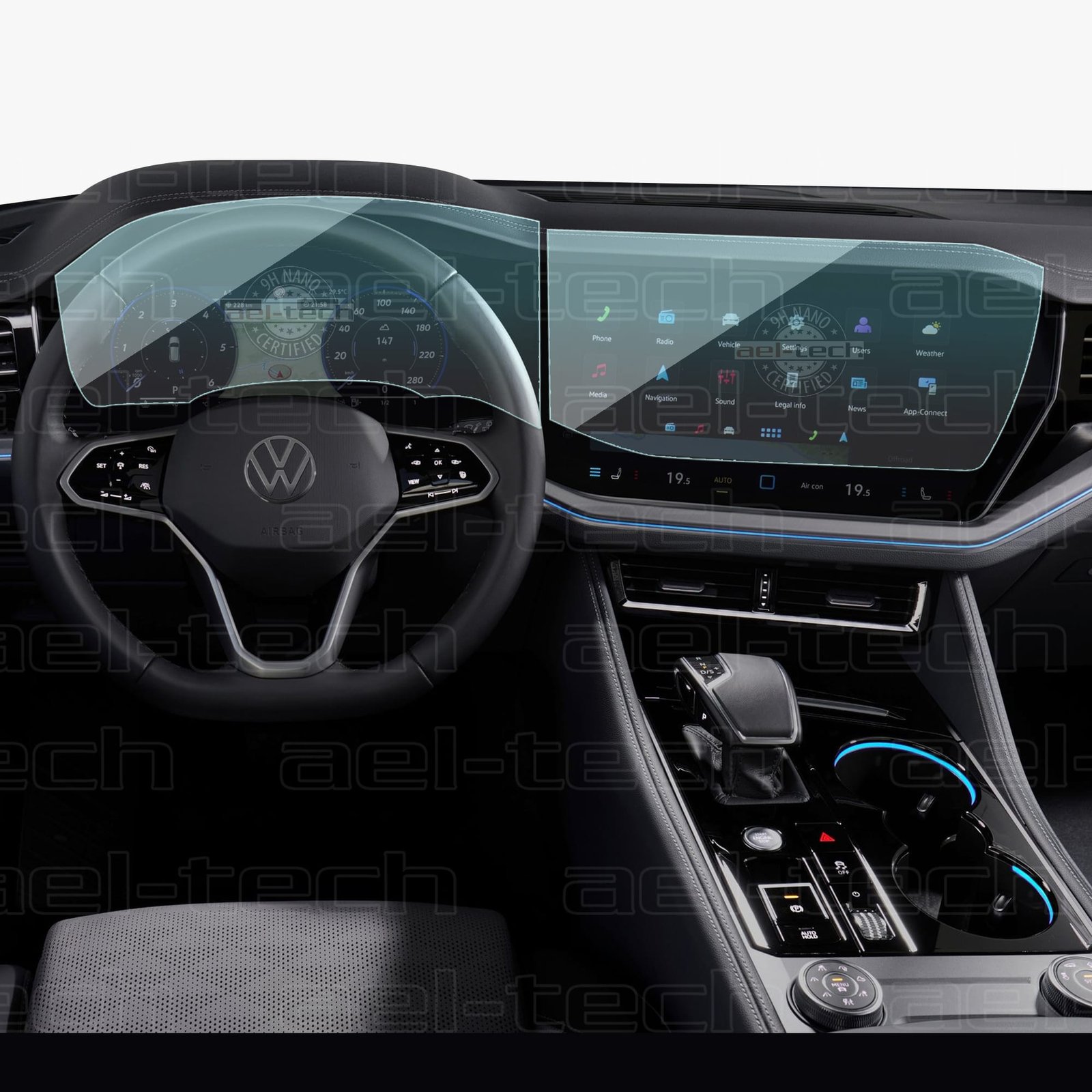 TouregNavigasyonveDijital gösterge copy Volkswagen Touareg Uyumlu Navigasyon Ve Dijital Gösterge 9H Nano Ekran Koruyucu 2’li Set - Görsel 1