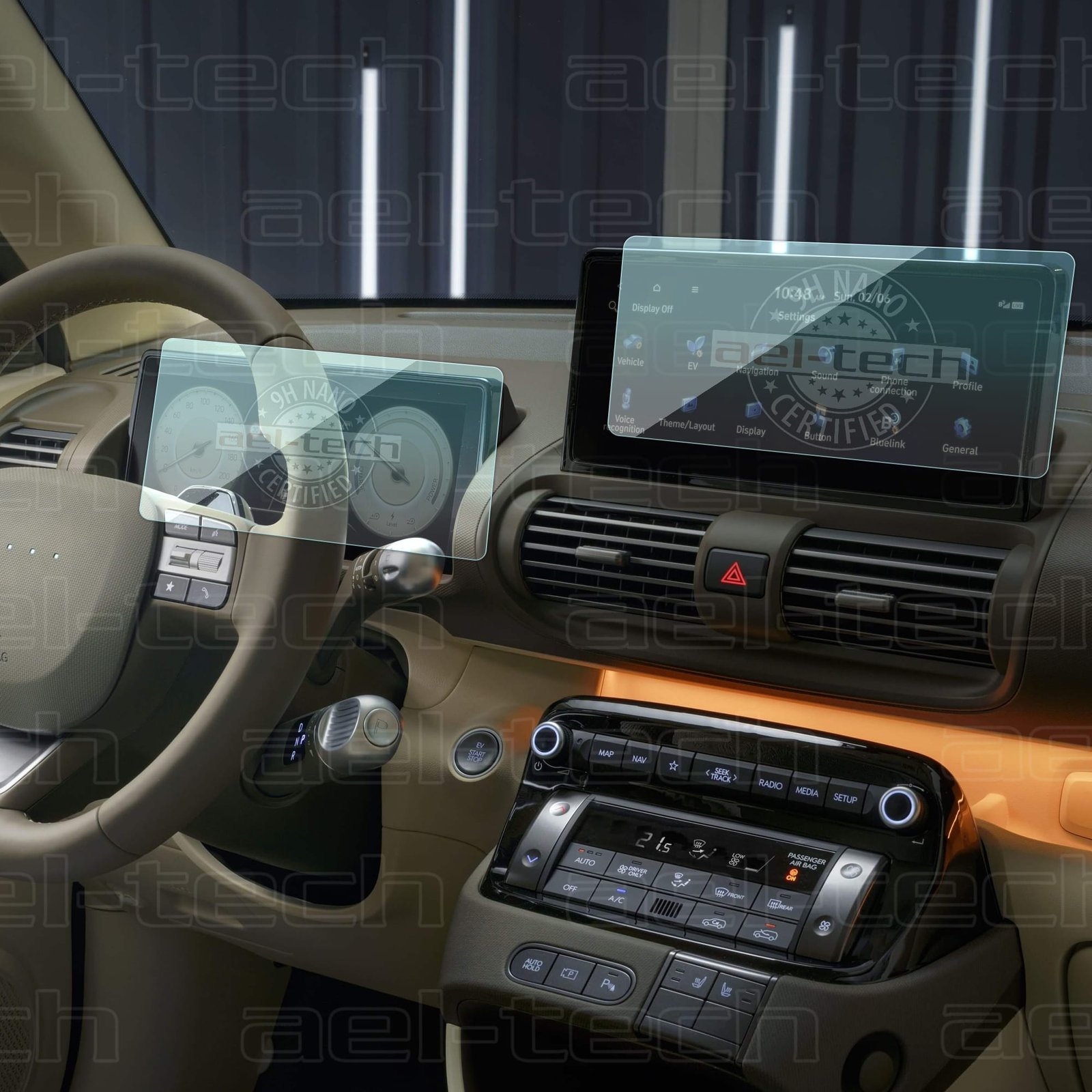 Hyundaiİnster copy Hyundai İnster Uyumlu Navigasyon ve Dijital Gösterge 9H Nano Ekran Koruyucu 2li Set - Görsel 1