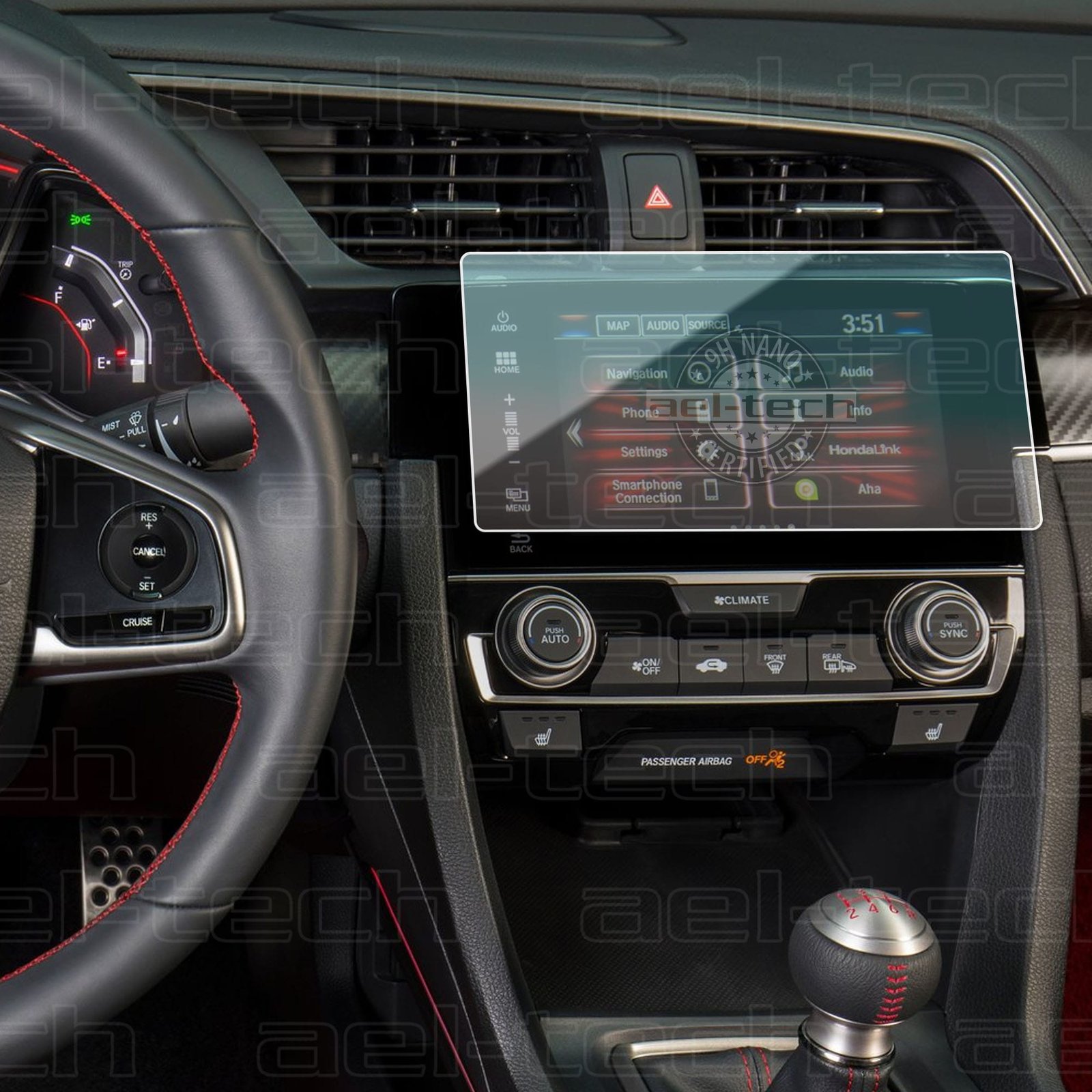 hONDACIVICFC7 copy Honda Civic 2016-2019 Uyumlu Navigasyon 9H Nano Ekran Koruyucu - Görsel 1