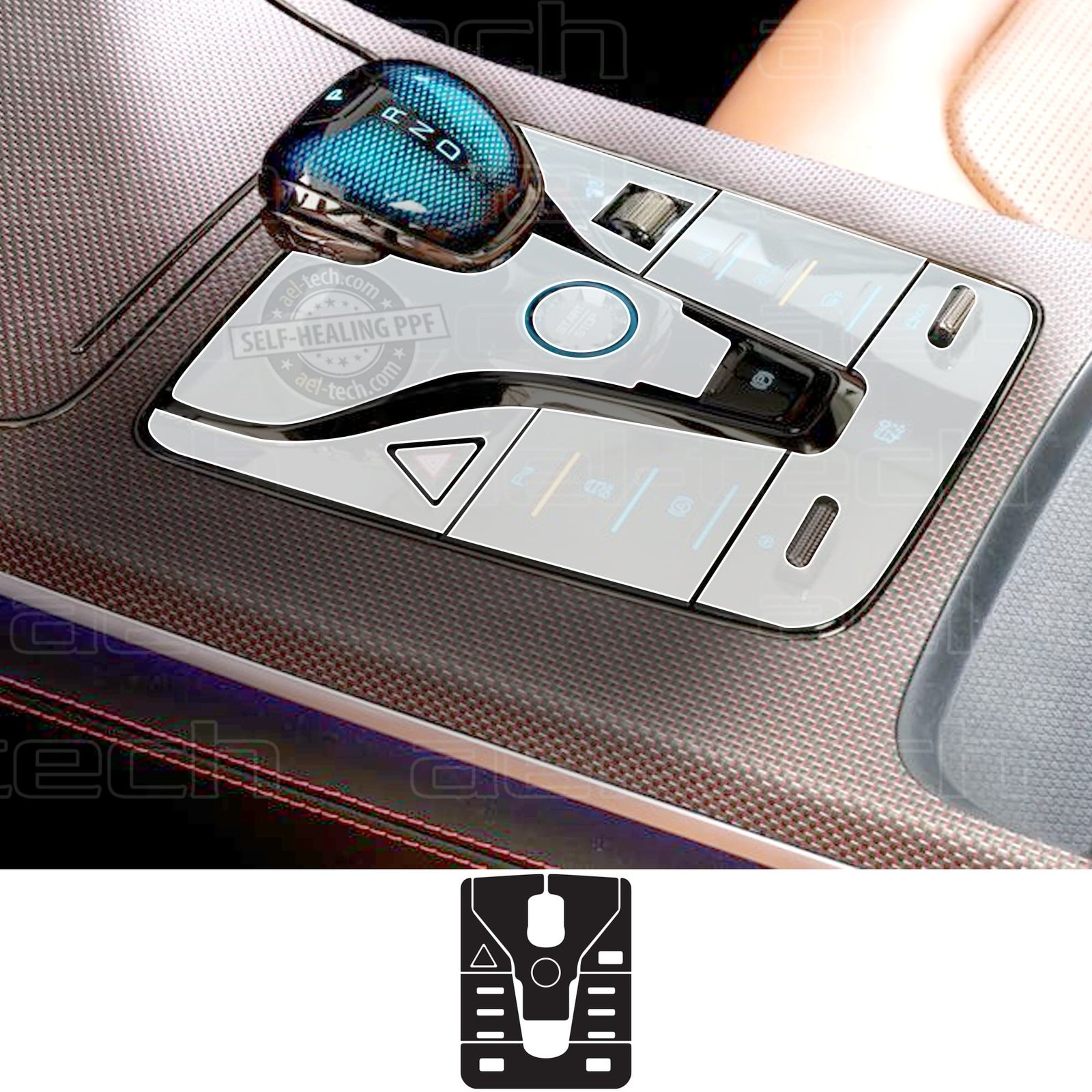 BYDHanVitesEtrafıcopy BYD Han Uyumlu Vites Etrafı Piano Black TPU koruyucu 6 lı Set - Görsel 1