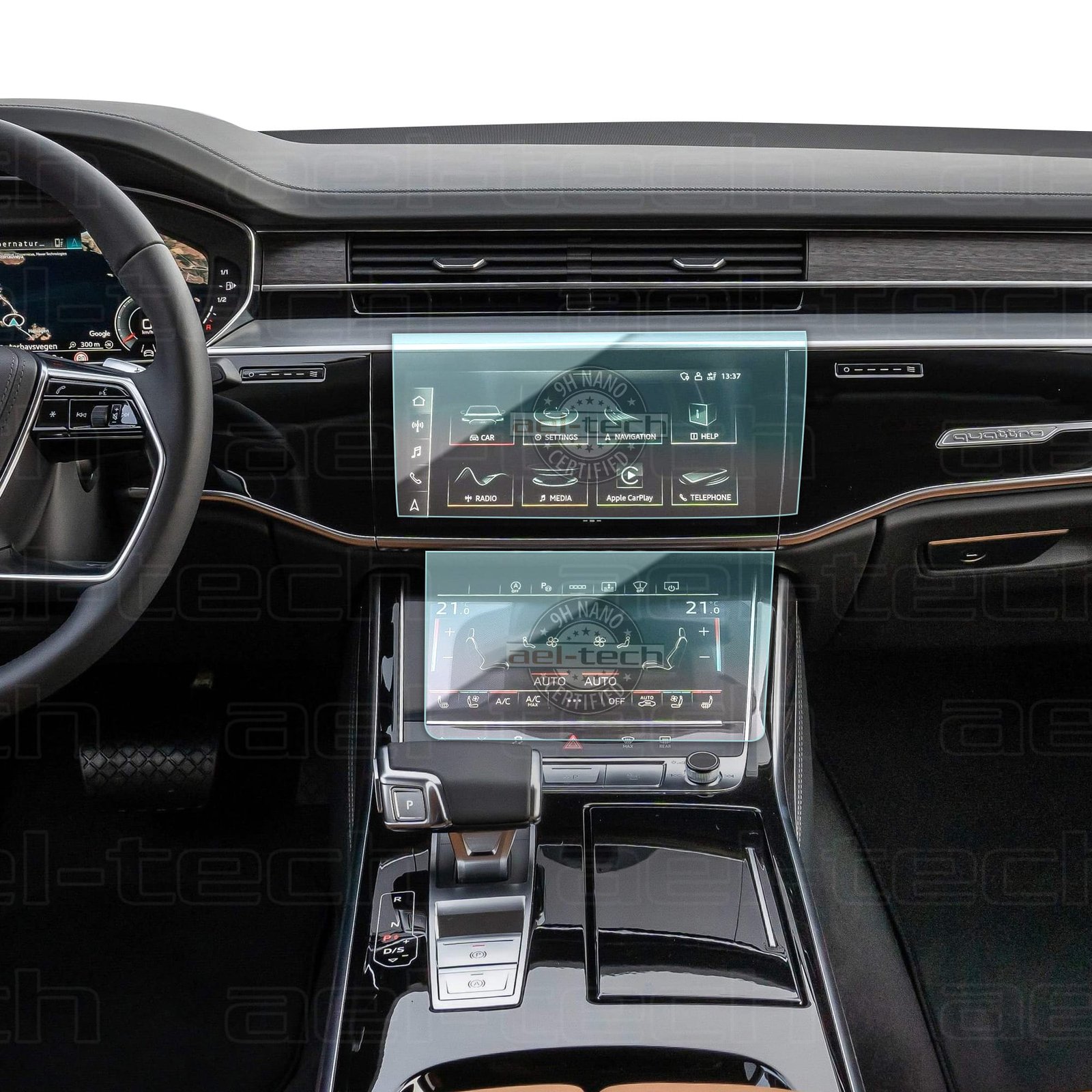 AudıA8A8Lcopy Audi A8/A8L Navigasyon ve Klima Kontrol Uyumlu 9H Nano Ekran Koruyucu 2'li Set 2022-2025 - Görsel 1