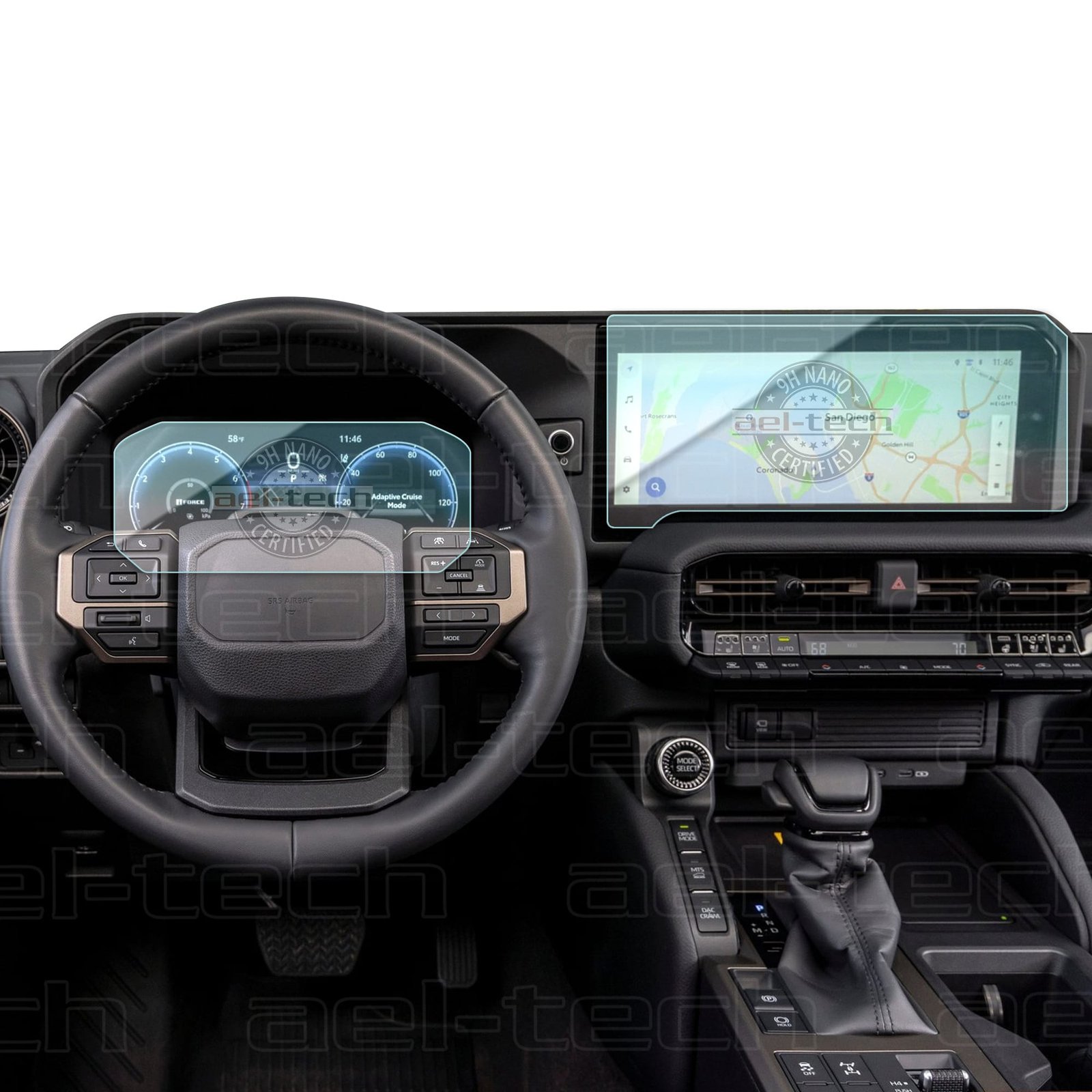 ToyotaLandCrusiercopy Toyota Land Cruiser Uyumlu Dijital Gösterge ve Navigasyon 9H Nano Ekran Koruyucu 2 li Set 2024/2025 - Görsel 1