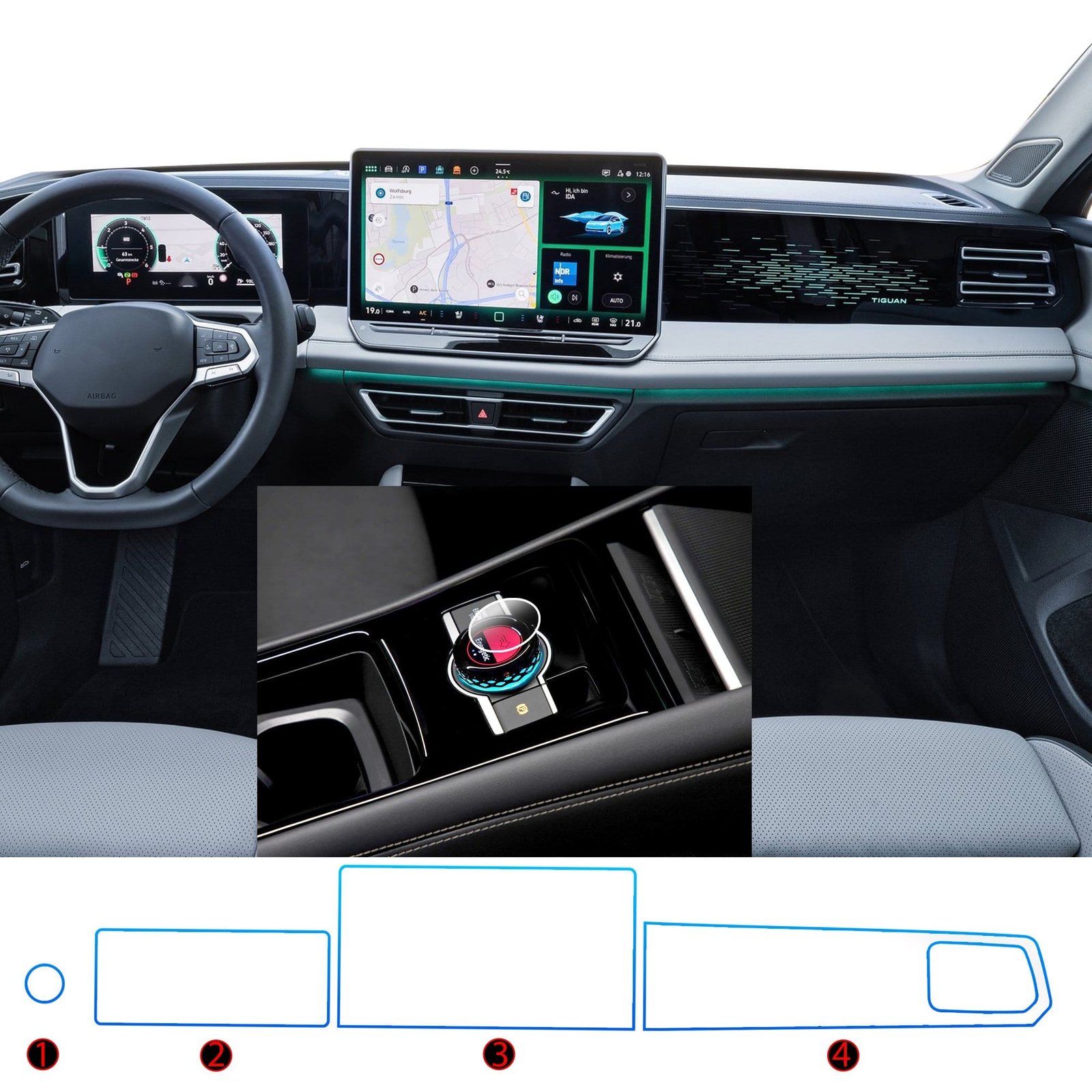 89b28ae6e82b138bb7769752192187ba.jpg Volkswagen Tiguan Uyumlu 10 inç Dijital Gösterge,12,9 inç Navigasyon,Sağ Panel ve Home Tuşu 9H Nano Ekran Koruyucu 4lü Set - Görsel 1