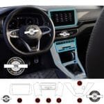 Volkswagen T-Cross Uyumlu Vites Etrafı ve Ön Göğüs Piano Black 6’lı Set TPU Koruyucu 2024-2025