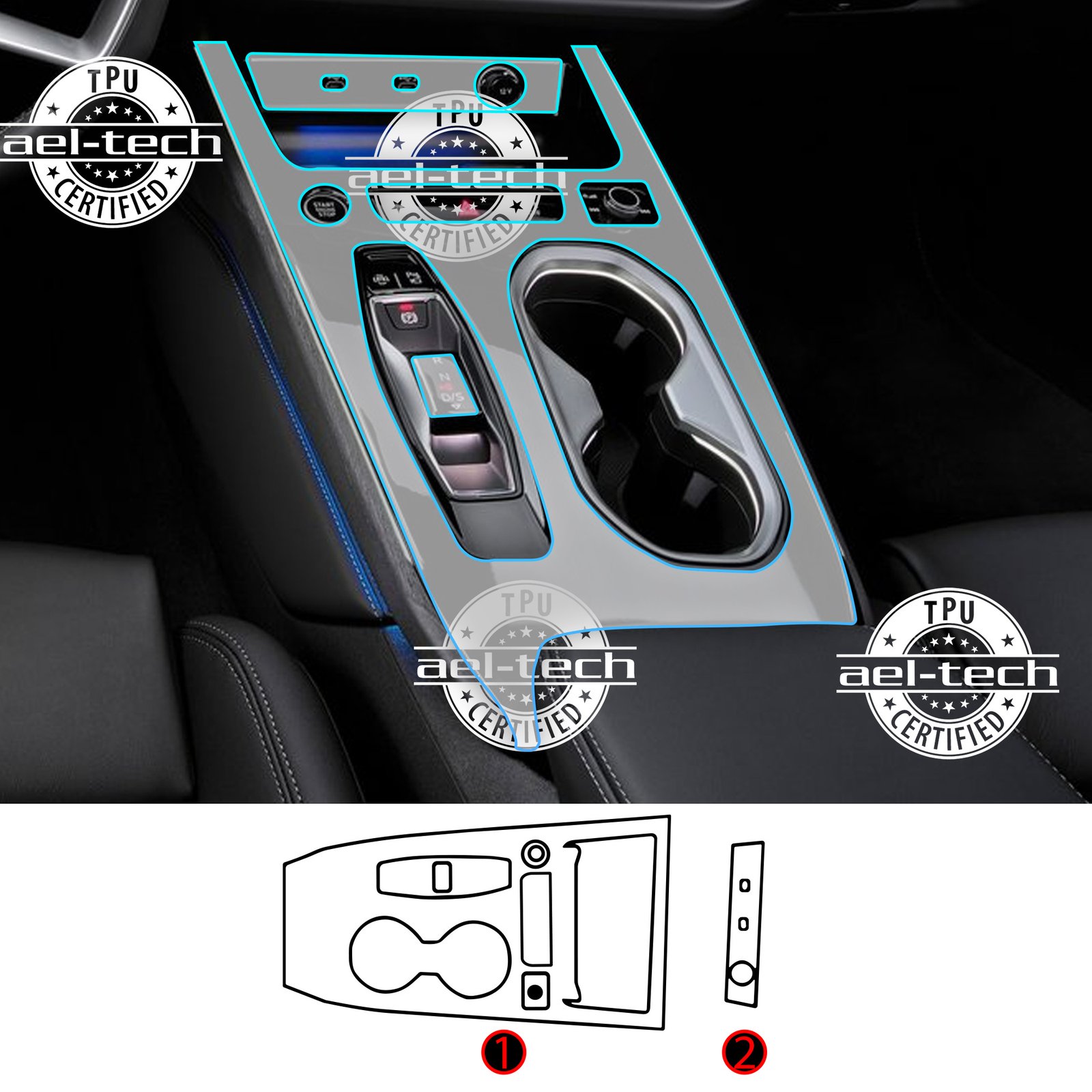 AudiA6VitesEtrafıcopy Audi A6 Uyumlu Vites Etrafı Piano Black Konsol Tpu Koruyucu 2li Set 2025-2026 - Görsel 1