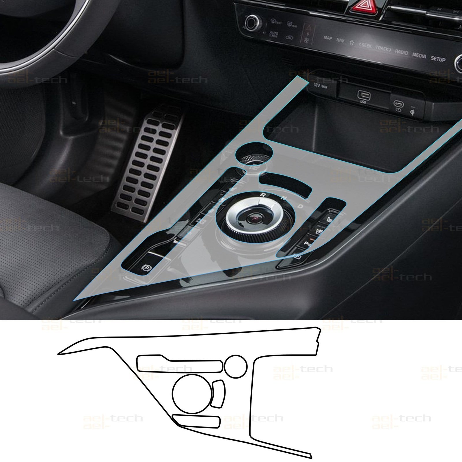 63303a27f0c23cb15cdd6cd65ee3a500.jpg Kia Niro Uyumlu Orta Konsol Piano Black TPU Koruyucu 2024-2026 - Görsel 1
